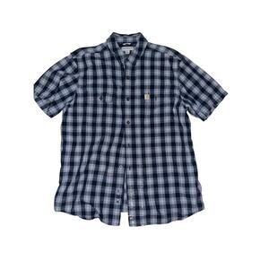 Carhartt Plaid Short Sleeve Button Down Shirt XL Relaxed Workwear Paint Splatter